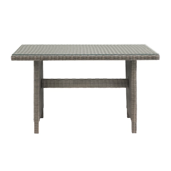 Alaterre Furniture Asti All-Weather Wicker Outdoor 30"H Dining Table with Glass Top AWWF05FF - main